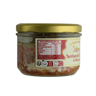 etiquette descriptive des valeurs nutritionnelle de la terrine de chevreuil à l'armagnac